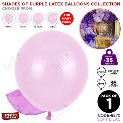 Soft Lilac Purple Latex Balloons Available In 9, 12, 18 & 36 Inch Sizes