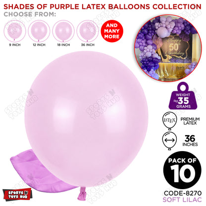 Soft Lilac Purple Latex Balloons Available In 9, 12, 18 & 36 Inch Sizes