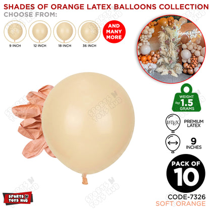 Soft Orange Latex Balloons Available In 9, 12, 18 & 36 Inch Sizes