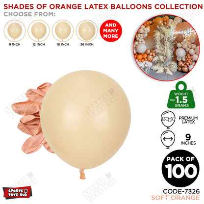 Soft Orange Latex Balloons Available In 9, 12, 18 & 36 Inch Sizes