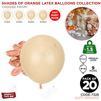 Soft Orange Latex Balloons Available In 9, 12, 18 & 36 Inch Sizes