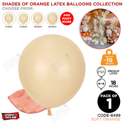 Soft Orange Latex Balloons Available In 9, 12, 18 & 36 Inch Sizes