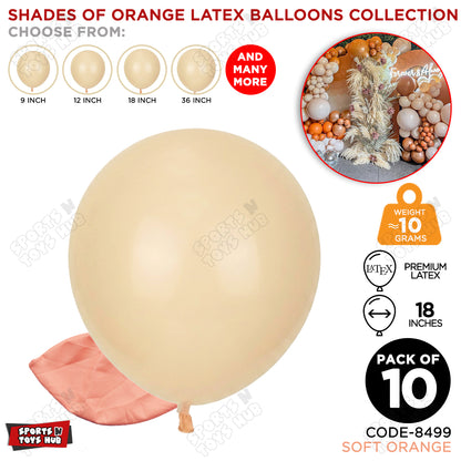 Soft Orange Latex Balloons Available In 9, 12, 18 & 36 Inch Sizes