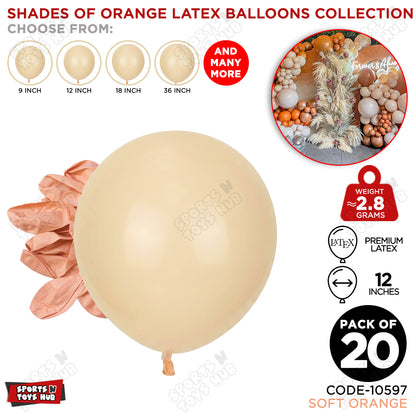 Soft Orange Latex Balloons Available In 9, 12, 18 & 36 Inch Sizes