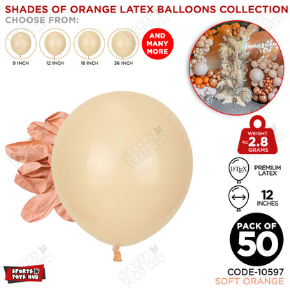 Soft Orange Latex Balloons Available In 9, 12, 18 & 36 Inch Sizes
