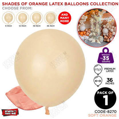 Soft Orange Latex Balloons Available In 9, 12, 18 & 36 Inch Sizes