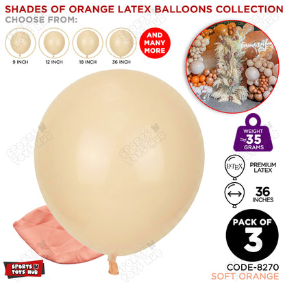 Soft Orange Latex Balloons Available In 9, 12, 18 & 36 Inch Sizes