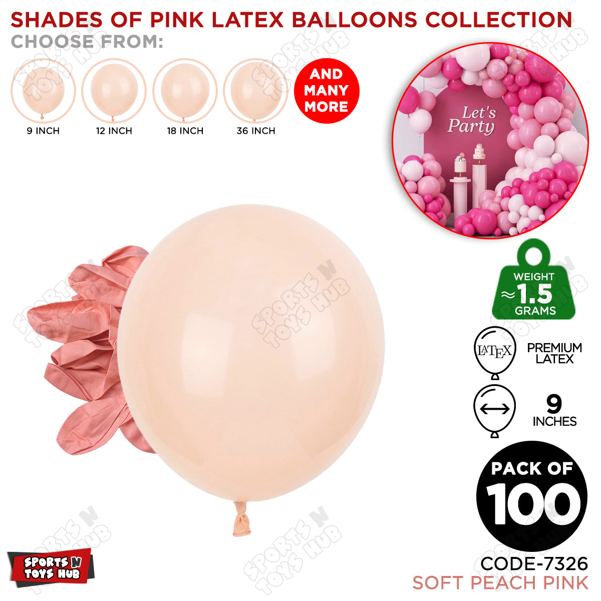 Soft Peach Pink Latex Balloons Available In 9, 12, 18 & 36 Inch Sizes
