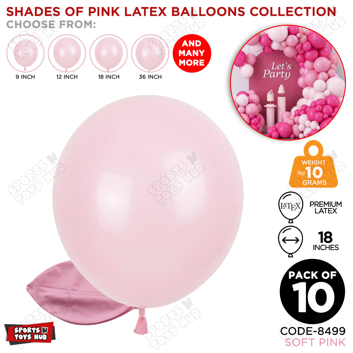 Soft Pink Latex Balloons Available In 9, 12, 18 & 36 Inch Sizes