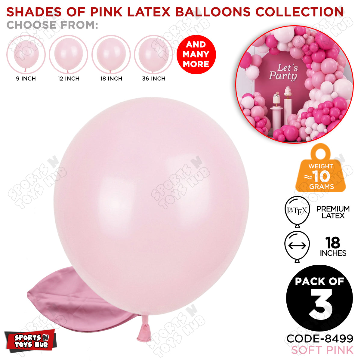 Soft Pink Latex Balloons Available In 9, 12, 18 & 36 Inch Sizes