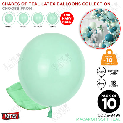 Soft Teal Latex Macaron Balloons Available In 9, 12, 18 & 36 Inch Sizes