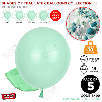 Soft Teal Latex Macaron Balloons Available In 9, 12, 18 & 36 Inch Sizes