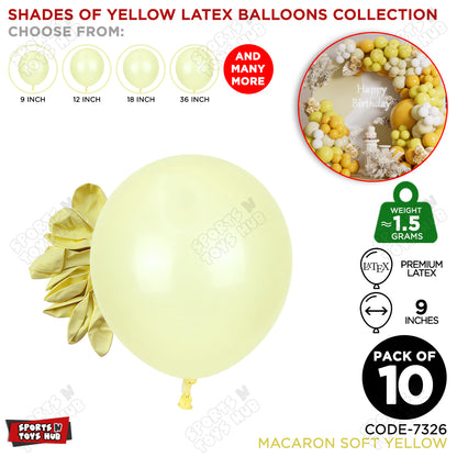 Soft Yellow Latex Balloons Available In 9, 12, 18 & 36 Inch Sizes
