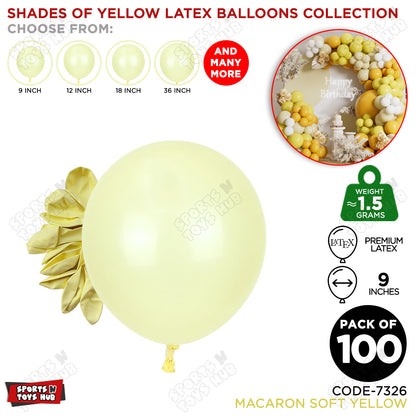 Soft Yellow Latex Balloons Available In 9, 12, 18 & 36 Inch Sizes