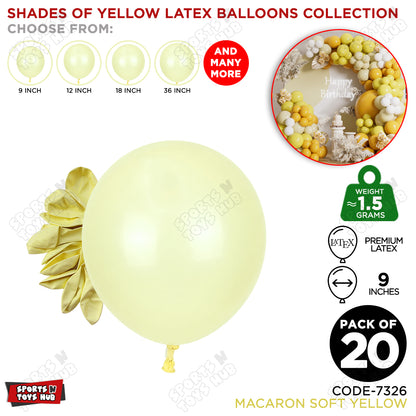 Soft Yellow Latex Balloons Available In 9, 12, 18 & 36 Inch Sizes