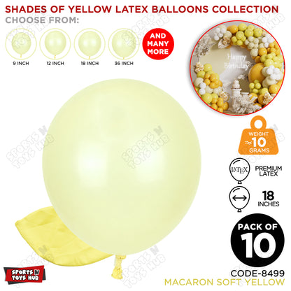 Soft Yellow Latex Balloons Available In 9, 12, 18 & 36 Inch Sizes