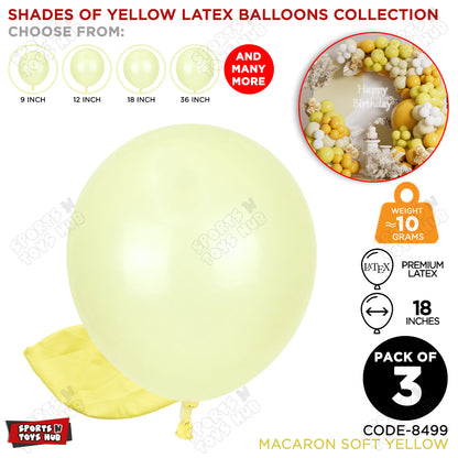 Soft Yellow Latex Balloons Available In 9, 12, 18 & 36 Inch Sizes