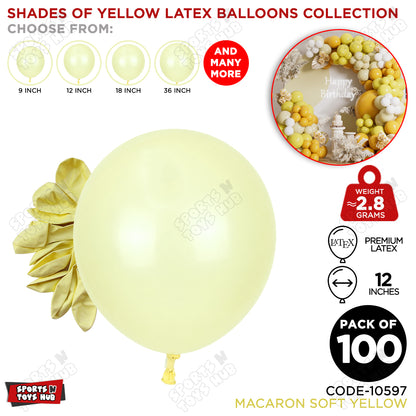 Soft Yellow Latex Balloons Available In 9, 12, 18 & 36 Inch Sizes