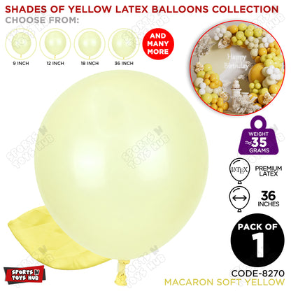 Soft Yellow Latex Balloons Available In 9, 12, 18 & 36 Inch Sizes