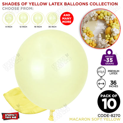 Soft Yellow Latex Balloons Available In 9, 12, 18 & 36 Inch Sizes