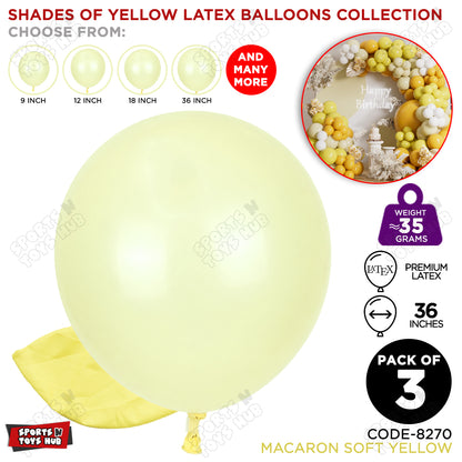 Soft Yellow Latex Balloons Available In 9, 12, 18 & 36 Inch Sizes