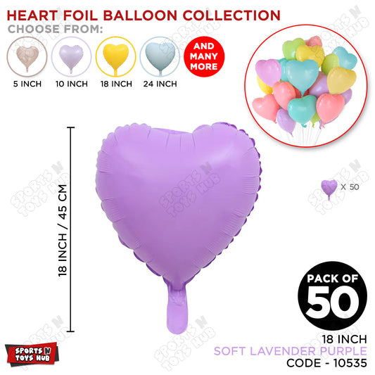 18 Inch - Soft Lavender Purple Pastel Color Heart Foil Balloon