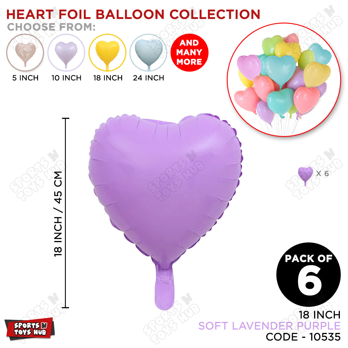 18 Inch - Soft Lavender Purple Pastel Color Heart Foil Balloon