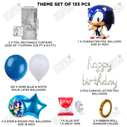 S_o_n_i_c Cartoon Character Foil Balloon Set With Happy Birthday Foil Letter Arch Theme