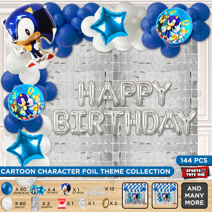 S_o_n_i_c Cartoon Character Foil Balloon Set With Happy Birthday Foil Letter Arch Theme