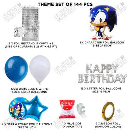 S_o_n_i_c Cartoon Character Foil Balloon Set With Happy Birthday Foil Letter Arch Theme