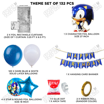 S_o_n_i_c Cartoon Character Foil Balloon Set With Happy Birthday Card Banner Arch Theme