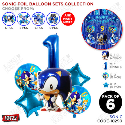 S_o_n_i_c Pack Of 6 Foil Balloon Set