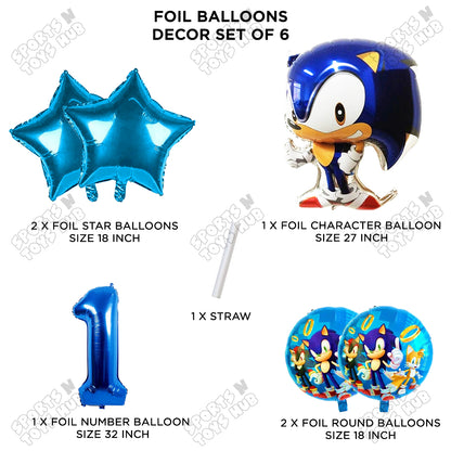 S_o_n_i_c Pack Of 6 Foil Balloon Set