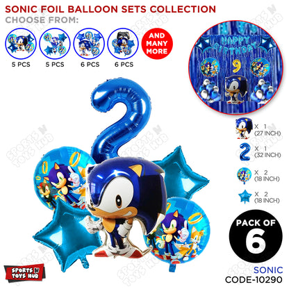 S_o_n_i_c Pack Of 6 Foil Balloon Set
