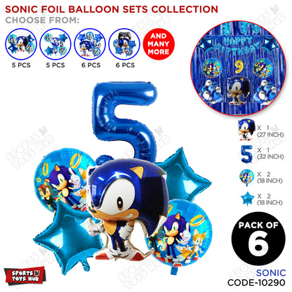 S_o_n_i_c Pack Of 6 Foil Balloon Set