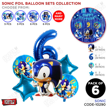 S_o_n_i_c Pack Of 6 Foil Balloon Set