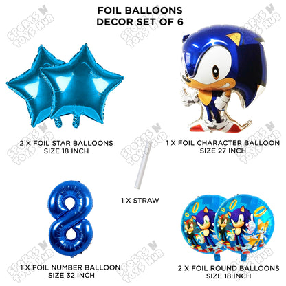 S_o_n_i_c Pack Of 6 Foil Balloon Set