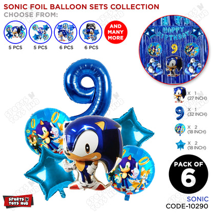S_o_n_i_c Pack Of 6 Foil Balloon Set