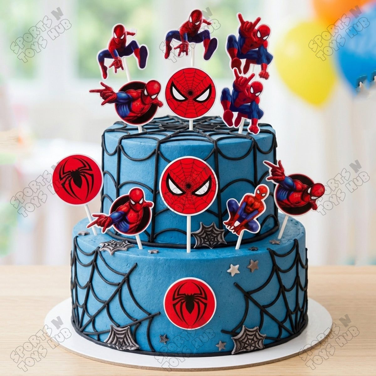 Cartoon Character Spider-M@n HBD Cup Cake Topper - 12 Pcs