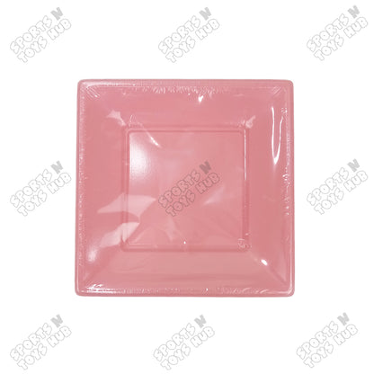 Solid Color Rectangle Disposable Plastic Plates – 7 Inch Pack of 10, Reusable-Look Party Tableware for Birthday, Wedding, BBQ, Picnic, Catering, Snacks, Desserts & Event Food Serving