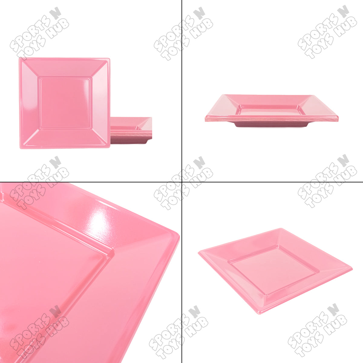 Solid Color Rectangle Disposable Plastic Plates – 7 Inch Pack of 10, Reusable-Look Party Tableware for Birthday, Wedding, BBQ, Picnic, Catering, Snacks, Desserts & Event Food Serving