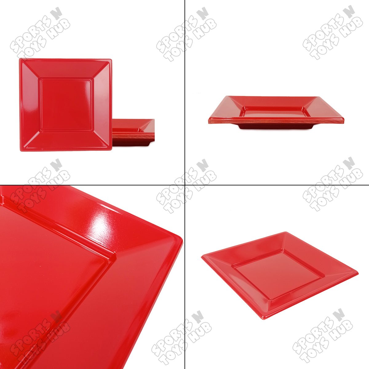 Solid Color Rectangle Disposable Plastic Plates – 7 Inch Pack of 10, Reusable-Look Party Tableware for Birthday, Wedding, BBQ, Picnic, Catering, Snacks, Desserts & Event Food Serving