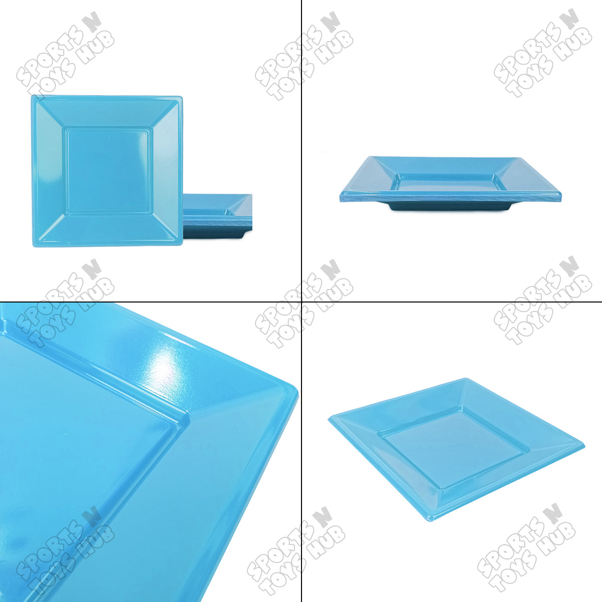 Solid Color Rectangle Disposable Plastic Plates – 7 Inch Pack of 10, Reusable-Look Party Tableware for Birthday, Wedding, BBQ, Picnic, Catering, Snacks, Desserts & Event Food Serving