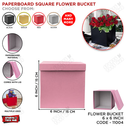 Square Shape Paper Cardboard Flower Bucket Gift Box