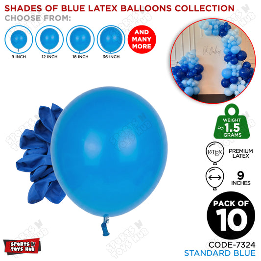 Blue Latex Solid Balloons Available In 9, 12, 18 & 36 Inch Sizes