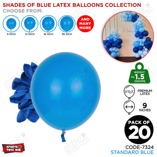 Blue Latex Solid Balloons Available In 9, 12, 18 & 36 Inch Sizes