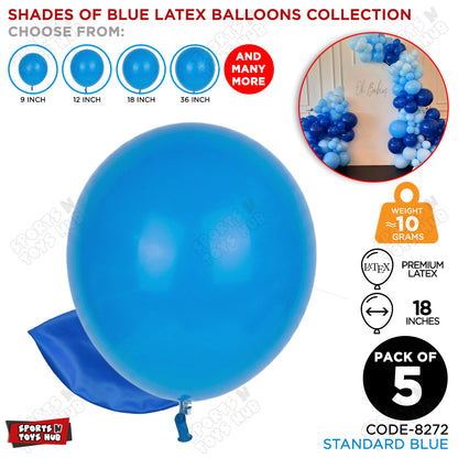 Blue Latex Solid Balloons Available In 9, 12, 18 & 36 Inch Sizes