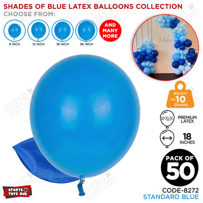 Blue Latex Solid Balloons Available In 9, 12, 18 & 36 Inch Sizes