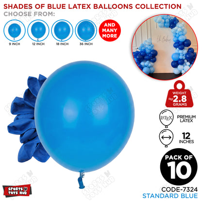 Blue Latex Solid Balloons Available In 9, 12, 18 & 36 Inch Sizes