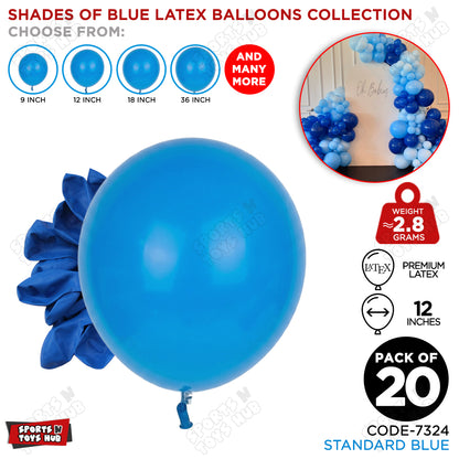 Blue Latex Solid Balloons Available In 9, 12, 18 & 36 Inch Sizes